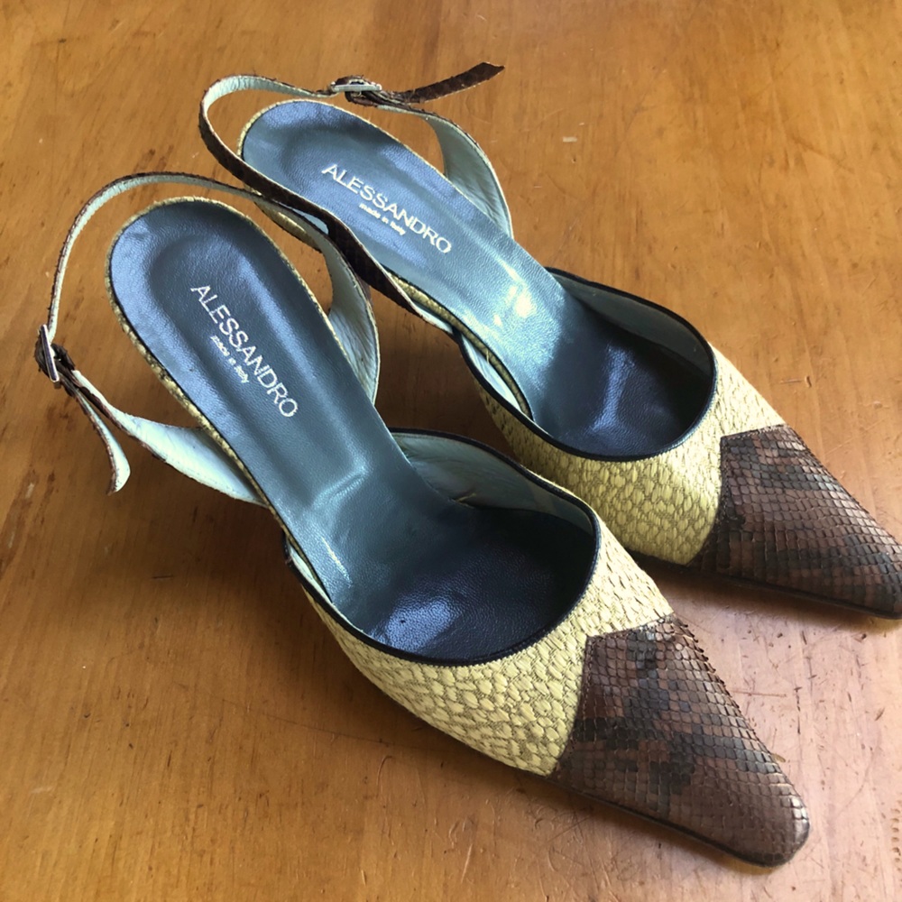 Sexy, reptilian kitten heels.